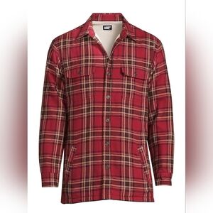 Lands End Men's‎ Medium Flannel Sherpa Lined Shirt Jacket Fall Winter Outdoor
